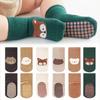 6 Pairs Kids Non-Slip Socks Cute Cartoon Fox And Bear Pattern Childrens Boys Girls Floor Socks Comfortable for Toddler Sock Gift