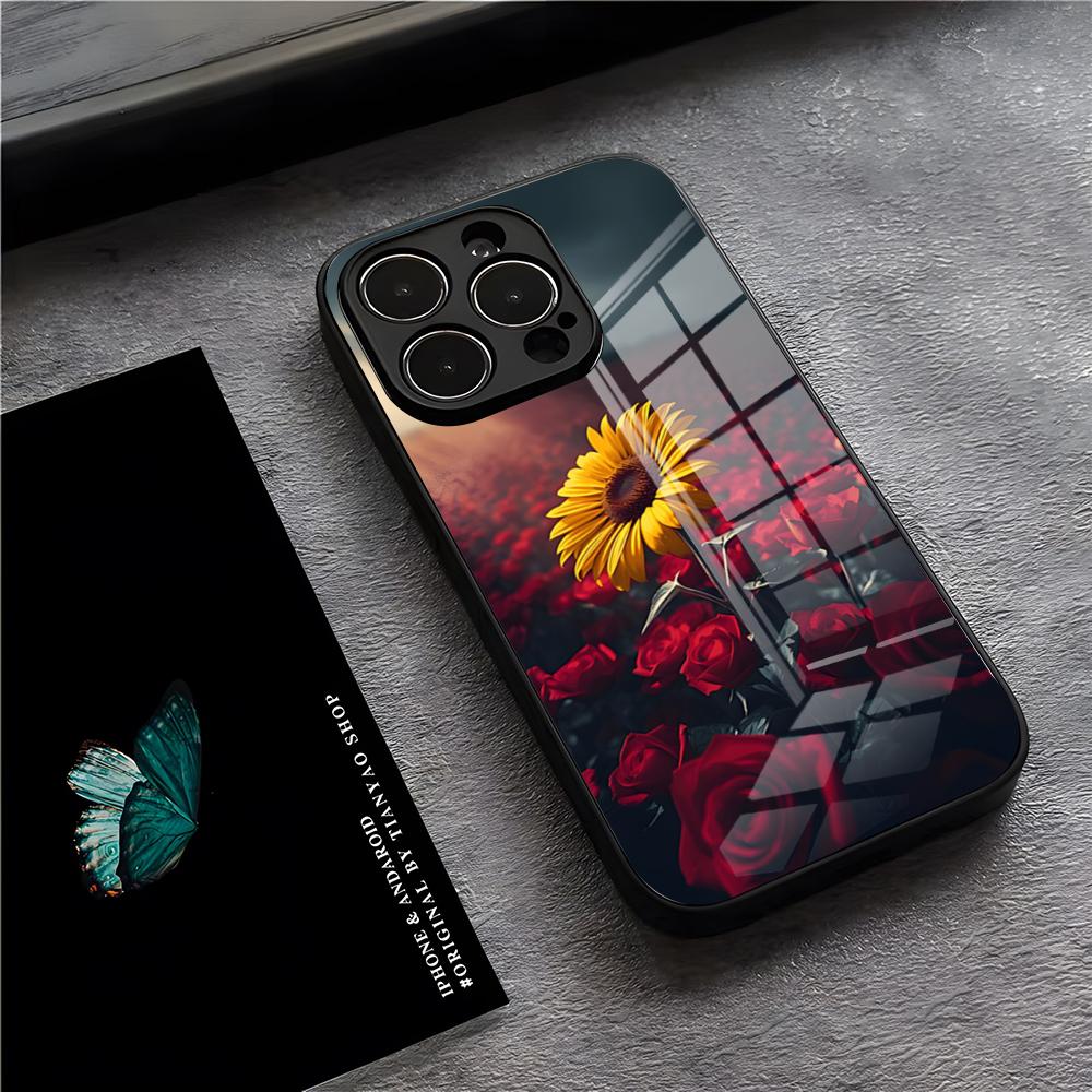 

Sunflower Starry Phone Case For IPhone 17 Pro Max 15 Pro 16 14 Plus 12 13 Mini 11 Pro Shockproof Glass Cover iPhone 17Pro