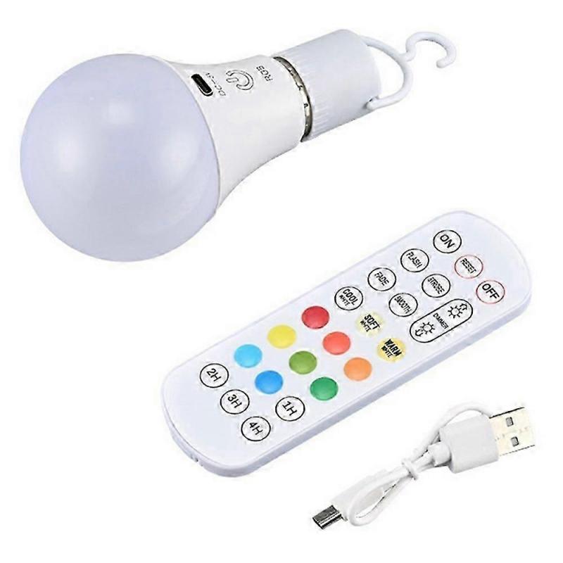 E27 RGB Rechargeable Light Bulb with Remote Control and Timer, Dimmable Touch Control, 2700K Smart LED Bulb for Home Decor and Parties