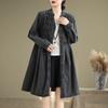 2024 Autumn New plus Size Loose Slimming V-Neckline Single-Breasted Mid-Length Casual Denim Trench Coat Women