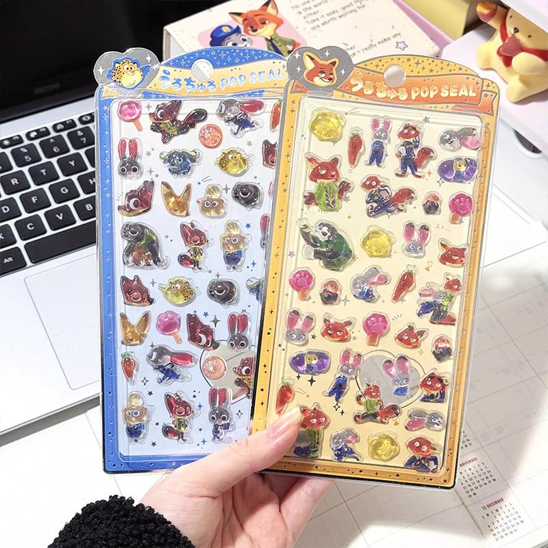 Cartoon Zootopia Judy Nick 3D Stickers Cute Diy Mini Kawaii Puffy Stickers Scrapbook Laptop Phone Case Crystal Stickers