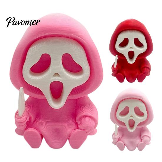 Unique Halloween Party Favors Ghost Statue, Cartoon Skeleton Sculpture, 3D Printed Textures Three Dimensional Skull Art Pieces Compact Horror Ornament