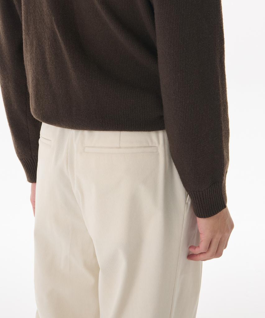 MUSINSA STANDARD 14W Corduroy One-Pleat Wide Elastic Pants [Cream]