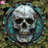 Vintage Blau Totenkopf Metallschild 20x20cm Retro Bar Cafe Man Cave Wanddekor