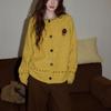 Women's Yellow Wool Knitted Cardigan - Winter Thick, Loose, High-Grade Sweater Coat