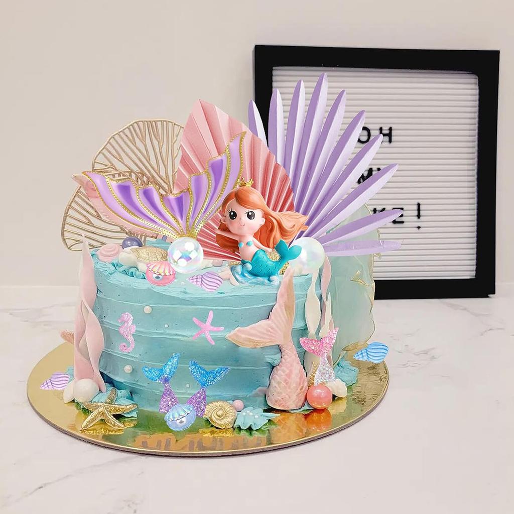 Mermaid Cake Toppers Under the Sea Mermaid Tail Cake Decorations for Birthday Baby Shower Party Supplies