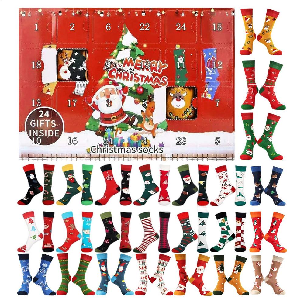

Christmas Advent Calendar Socks 24 Days Cotton Socks Novelty Holiday Gifts Xmas Countdown Present Stocking Stuffer For Men Women other