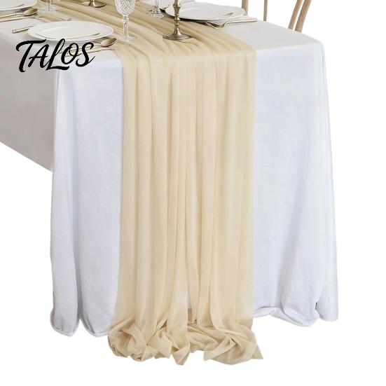 Anspruchsvolle Tischdekoration Durchsichtiger Fließender Läufer, Chiffon Hochzeit Elegant Einfarbig Esszimmerläufer für Zuhause Brautparty Dekorativ