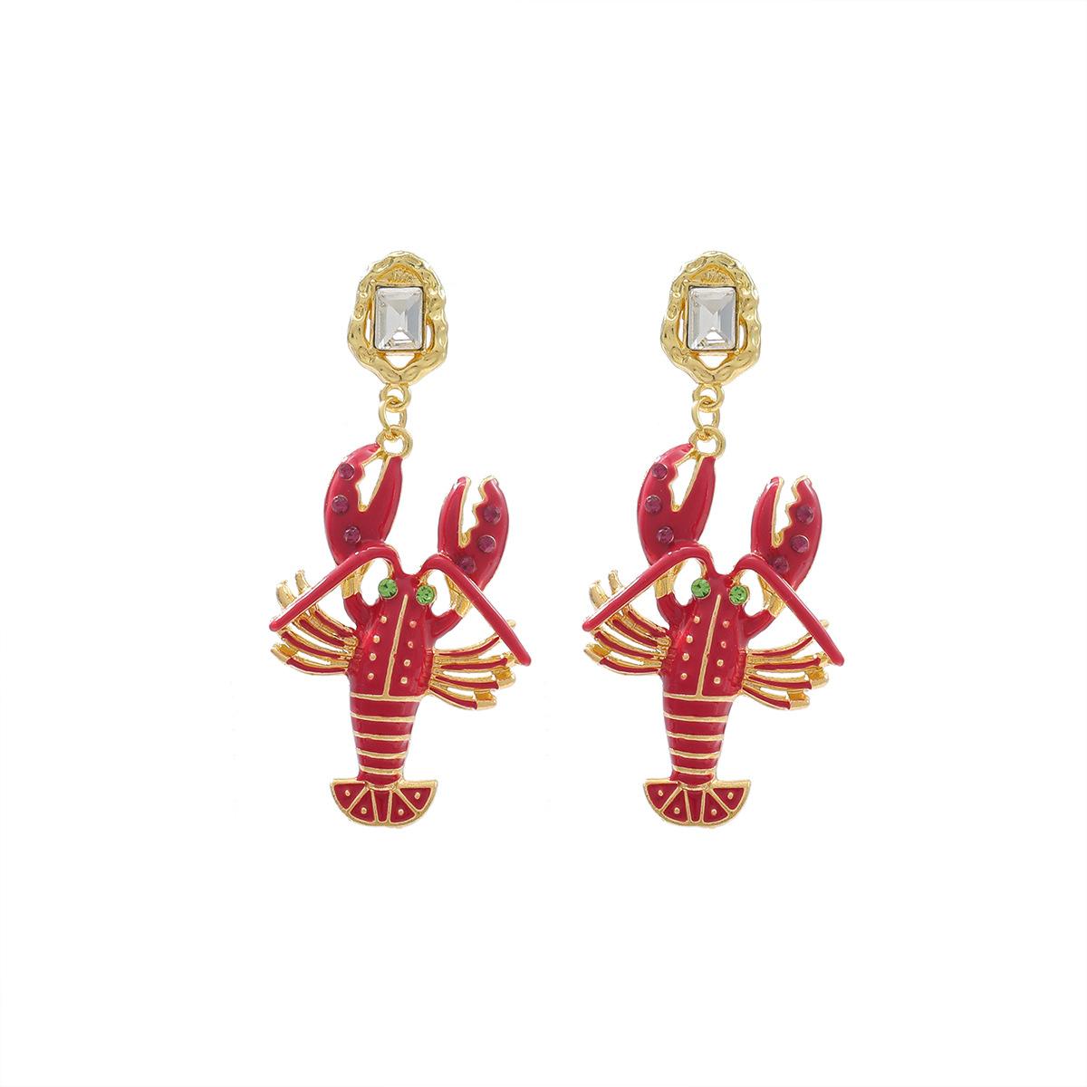 

Trendy Lovely Lobster Stud Earrings for Women Animal Earring Fashion Enamel Statement Ocean Style Jewelry Earrings Accessories красный