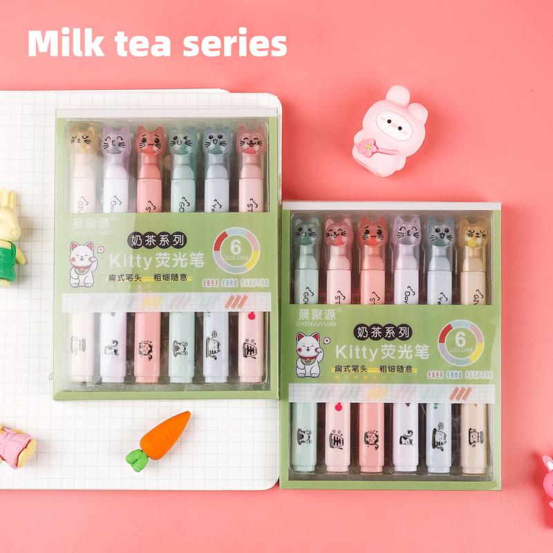 6 Pcs/pack Kawaii Cat Claw Pastel Color Highlighters Drawing Art Markers Fluorescent Pen Gift Stationery Charming School Supplies