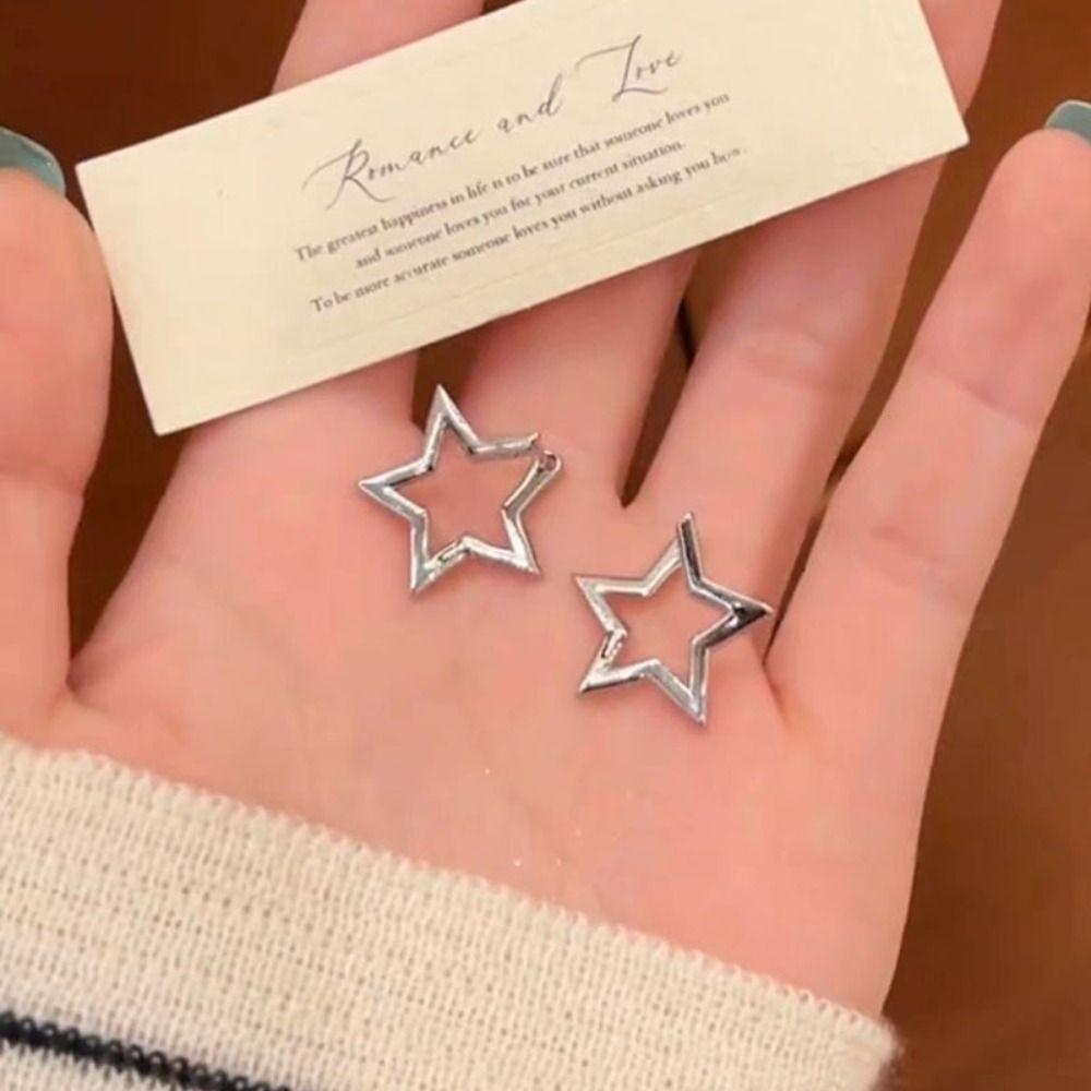 Zinc Zinc Alloy Hollow Pentagram  Earring Jewelry Accessories Hoop Ear Buckle Star Hoop Earrings  Girls