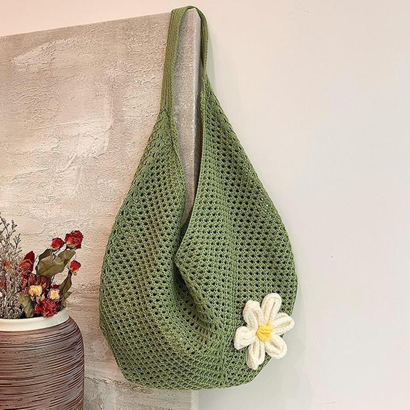 Trendy Hollow Out Weave Straw Bag Bohemian Beach Handbag Hollow Tote Bag Large Capacity Shopping Beach Bag