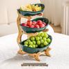 Bamboo & Wood Multi-layer Fruit Bowl and Pastry Plate - Creative Double-layer Ceramic Snack Holder for Home.