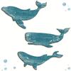3Pcs Farmhouses Ocean Theme Wooden Blue Whale Wall Hanging Handmade Craft For Beach Houses Lake Cabin Nursery Decoration