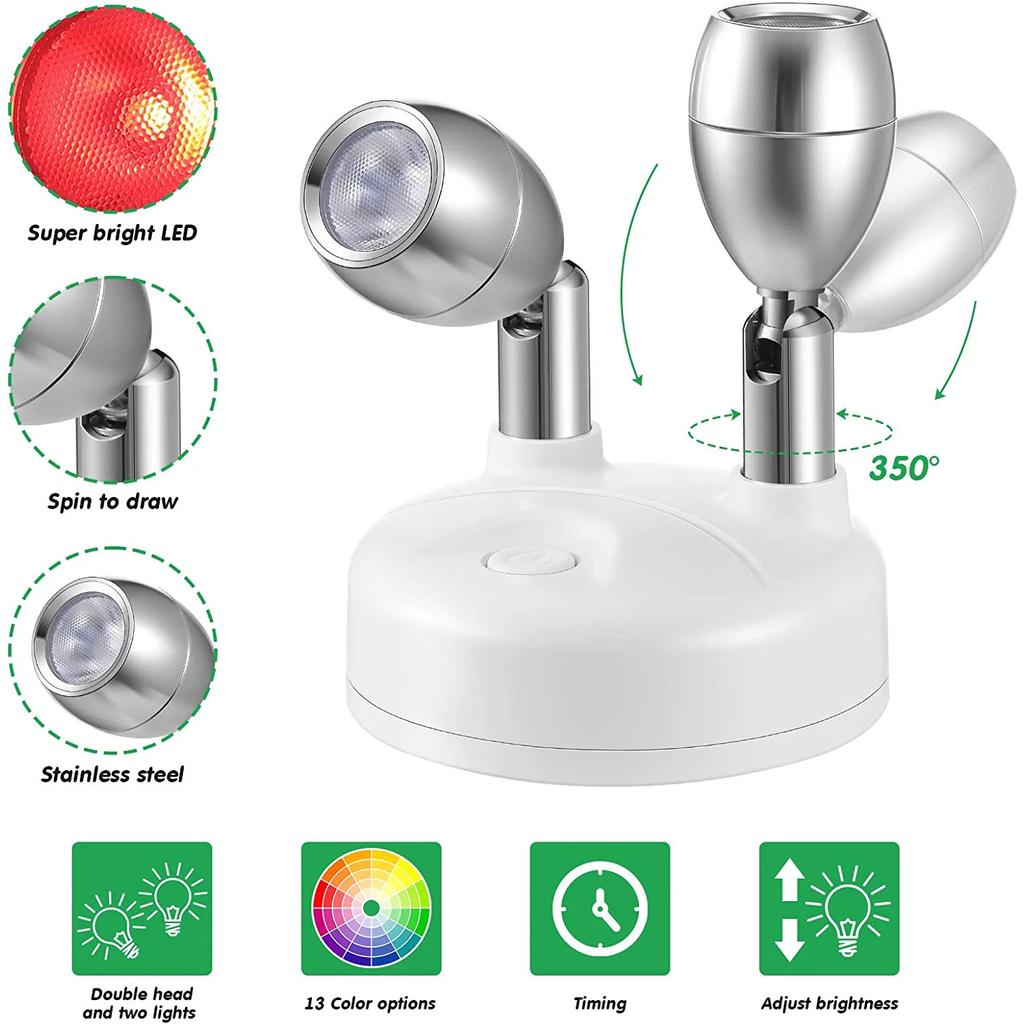 2Pack Remote Wireless LED Spotlights Rotatable Accent Lights Battery Powered Puck Picture Lights Indoor Closet Lights Wall Lamp