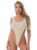 Womens Scoop Neck High Cut Swimsuit Sleeveless Leotard One-Piece Bathing Suit Nightwear