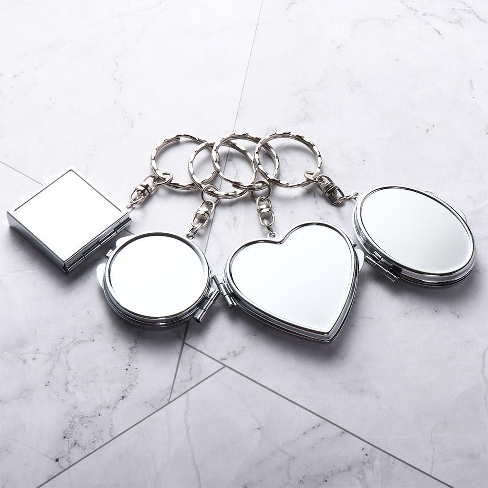 Makeup Mirror Folding Mirror Key Chain Double Sides Cosmetic Mirror Keychain Cosmetic Tool