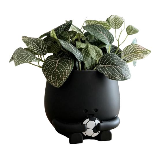 

Smile Face Planter Pot 3D Printed Cute Holding Tennis/Soccer Head Flower Pot with Drainage Hole for Indoor Outdoor Home Garden Decor Football чёрный