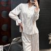 Jacquard Ice Silk Long-sleeved Pajama Set Spring and Summer Court Style Thin Satin Loungewear High-end Pajama Set Women