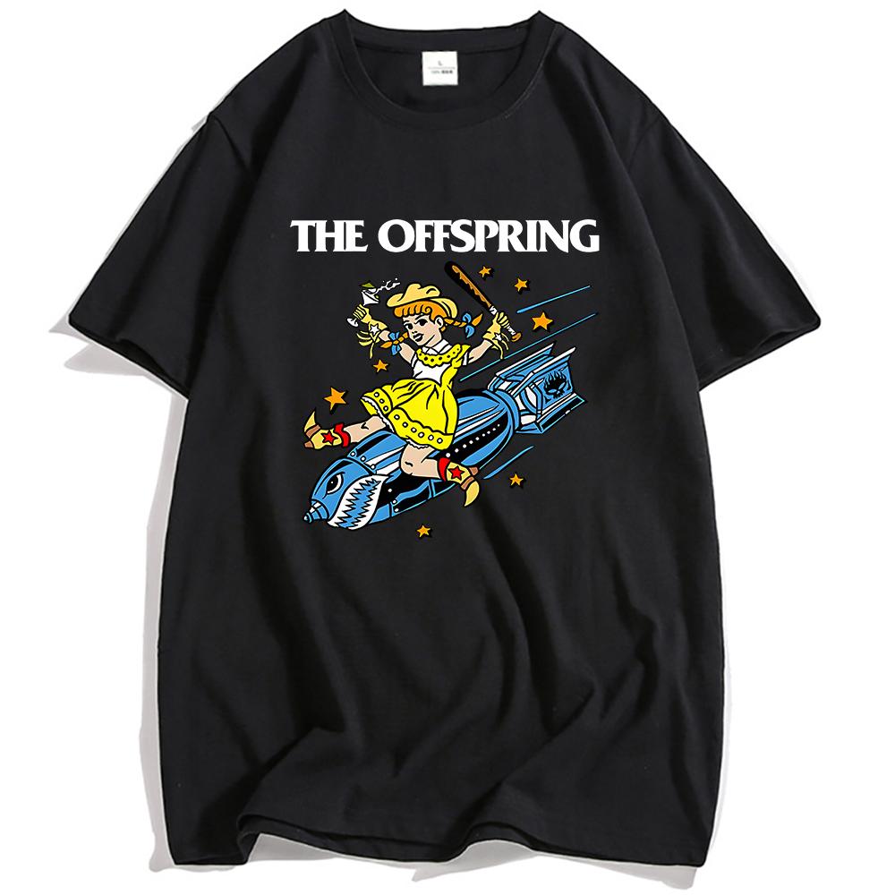 

Женская футболка Bomb The Offspring Футболка с рок-группой Короткий рукав Хлопок Свободные футболки Летняя Повседневная Мода Мужская футболка Уличная одежда XXL чёрный