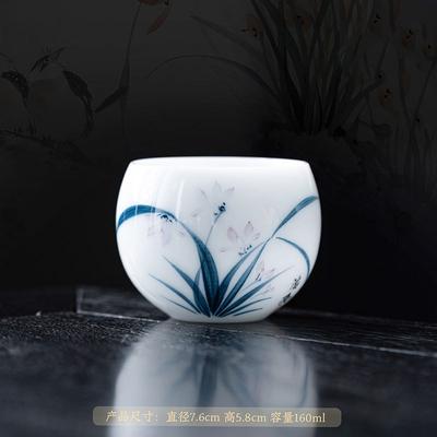 Hand-painted Ice Type Master Yang Fat Jade Porcelain Single Ceramic Tea Set Underglaze Color Dragon Egg Cup Blue and Whi