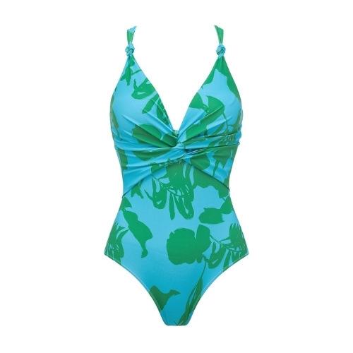 European and American swimwear floral vacation printed one-piece swimsuit hot spring suit female 7 S
