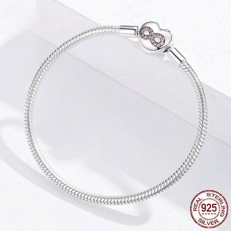 Original Eternal Heart S925 Sterling Silber Valentinstag Serie DIY Basic Chain Damen Silberarmband