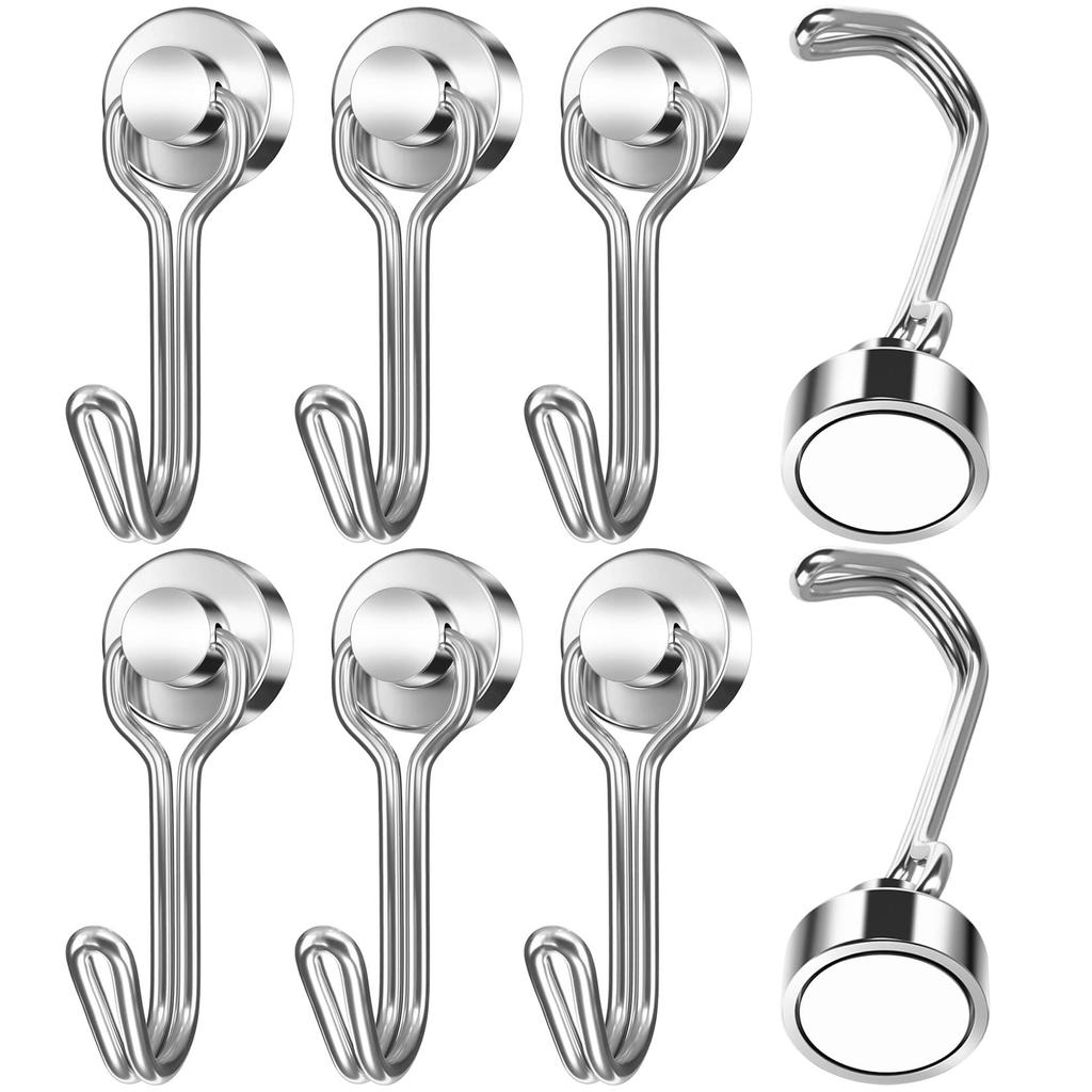 Magnetic Hooks 8/16 Pcs 30 Lb Neodymium Magnet Hooks Magnetic Hooks for Fridge Magnet Strong Magnet Hooks for Workplace Kitchen