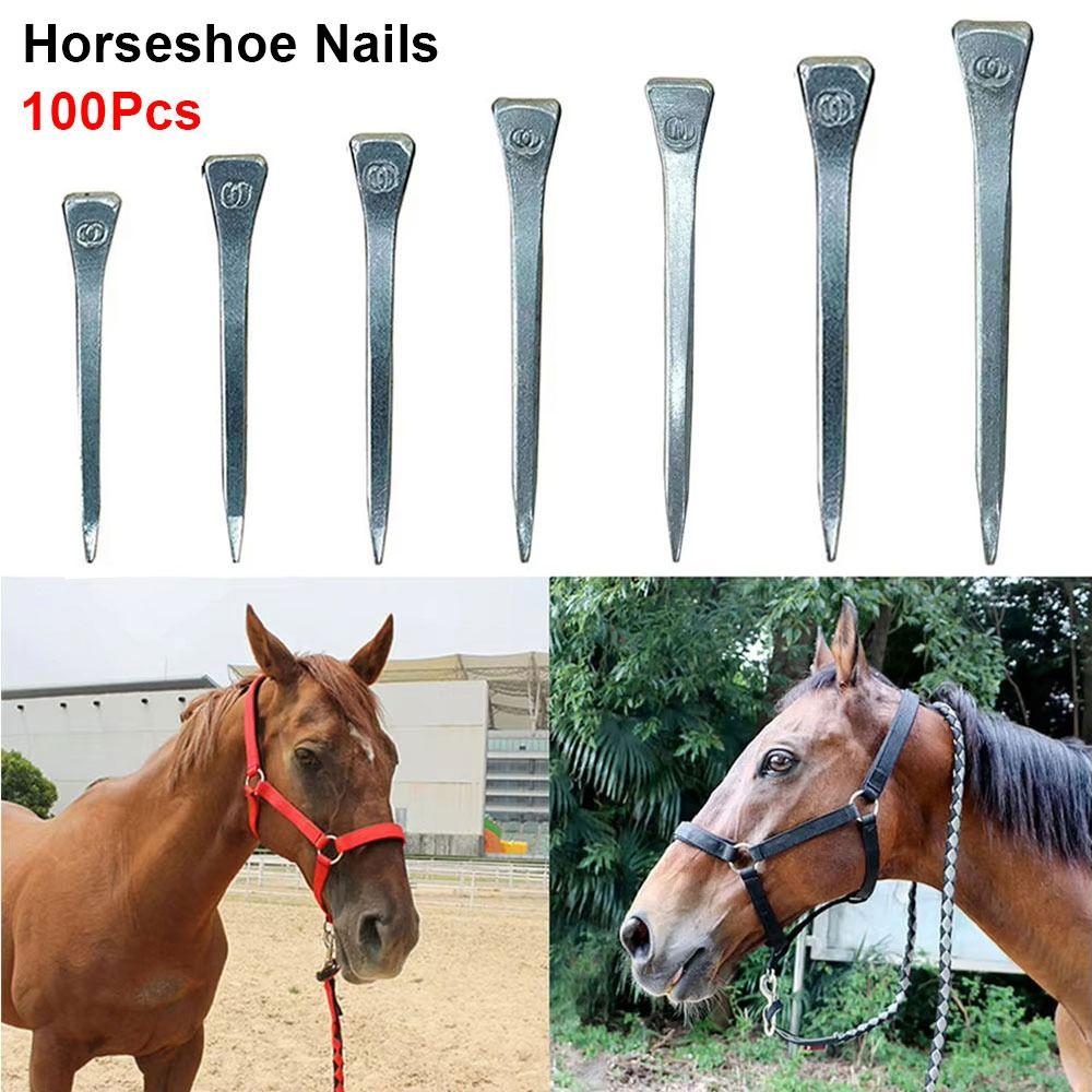 100Pcs Steel Horse Shoe Nails Harness Repair Hoof Nails New Horseshoe Nails  Horse Riding Supplies
