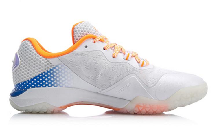 Li Ning Raid 2 Mesh Cushioning Abrasion Resistant Slip Resistant Low Top Badminton Shoes Women's Orange White AYAP004-3