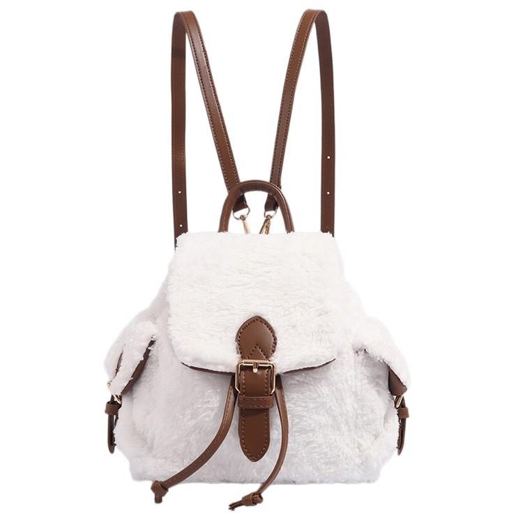 Autumn Winter New Plush Backpack for Girls, Suitable for Class and Commute, Versatile Casual Mini Backpack, Korean Style Small School Bag