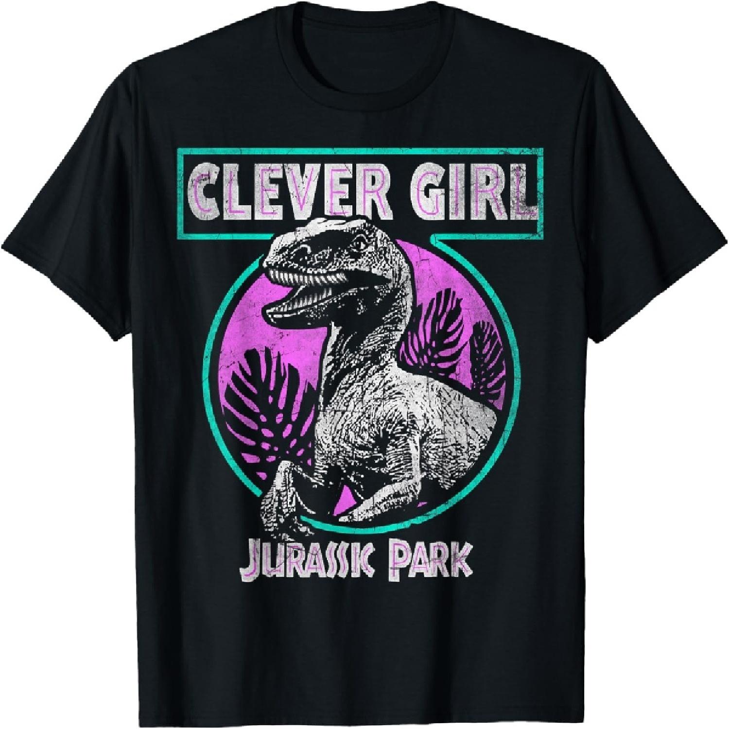 Jurassic Park Distressed Teal Raptor Clever Girl Short Sleeve T-Shirt XXXXXL разноцветный