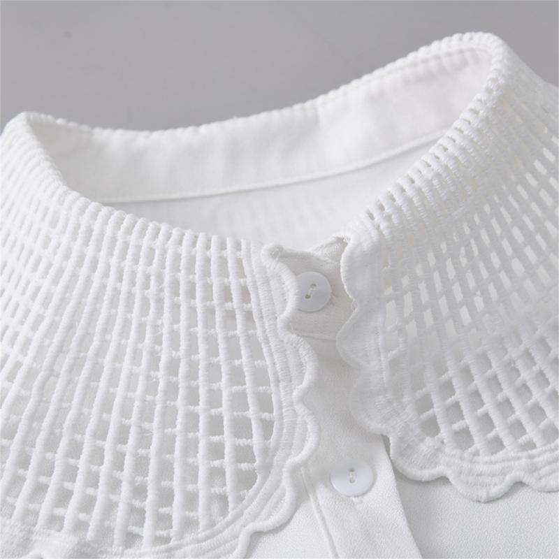 Breathable Cotton Polyester False Collar With Peplum Shoulder Design Easy To Wear Fashion Neckpiece For Daily Outfits