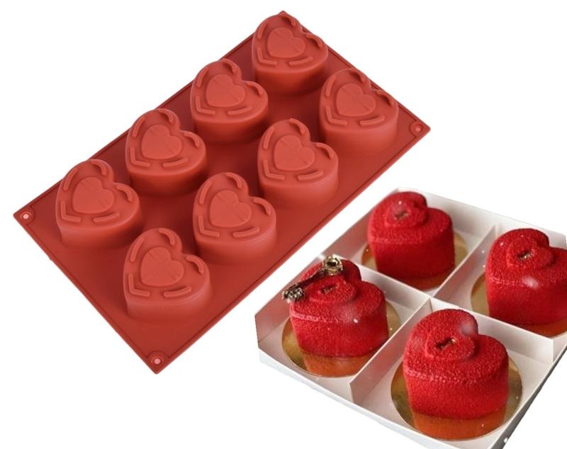 3D Heart Silicone Mold With Keyhole 8Gn
