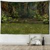 Tropical Green Forest Landscape Tapestry Wall Hanging Psychedelic Witchcraft Mysterious Natural Scenery Aesthetic Room Decor