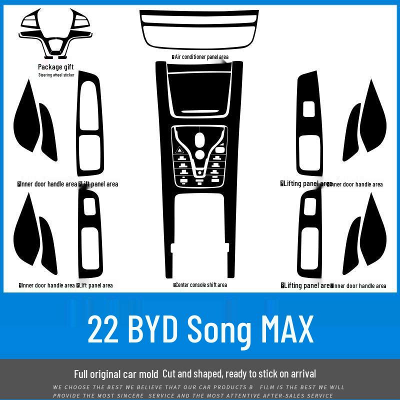 BYD Song Max 21-22 Kohlefaser Mittelkonsolenaufkleber - Gebürstet Schwarz Innenraumverkleidung