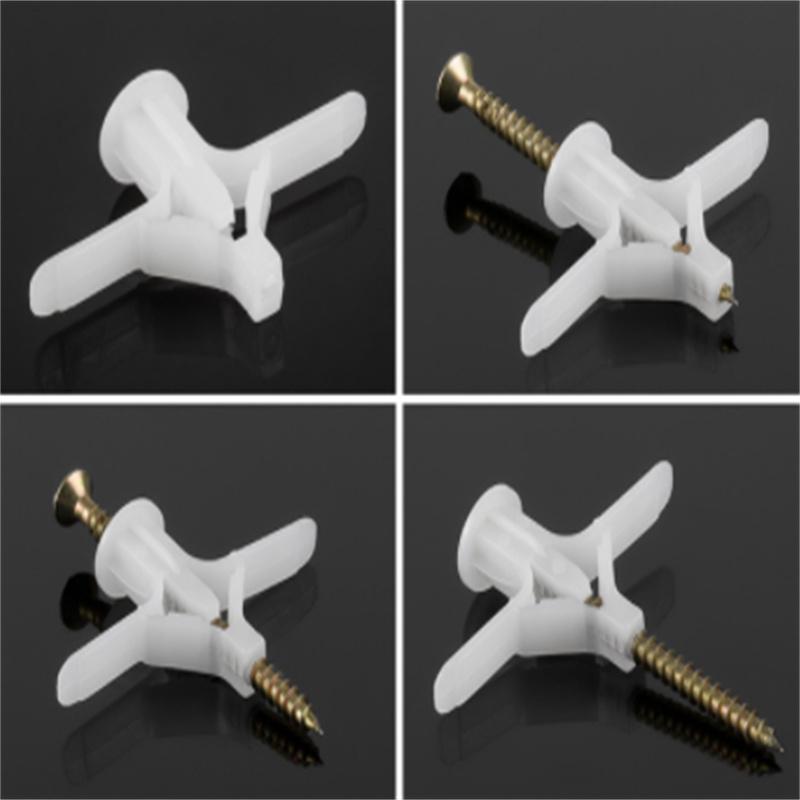 50/100pcs Plastic Toggle Anchor With Screw M4 Curtain Drywall Wall Cable Plug Aircraft Expansion Pipe Anchor Bolt Accessories