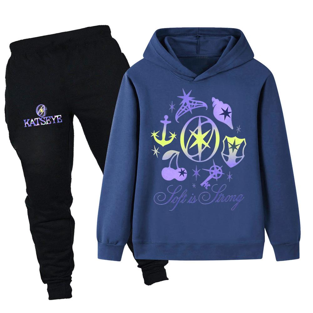 PB1314 Multi-color Kids Girls KATSEYE Print Long Sleeves Hoodie Pants Trousers Sets