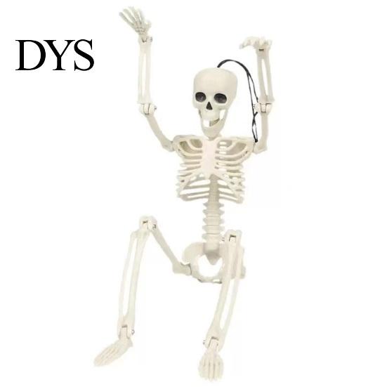 Detailed Skull And Bone Structures Realistic Halloween Skeleton Figure, 40cm Posable Joints Hanging Decoration, Weather Resistant Ornaments