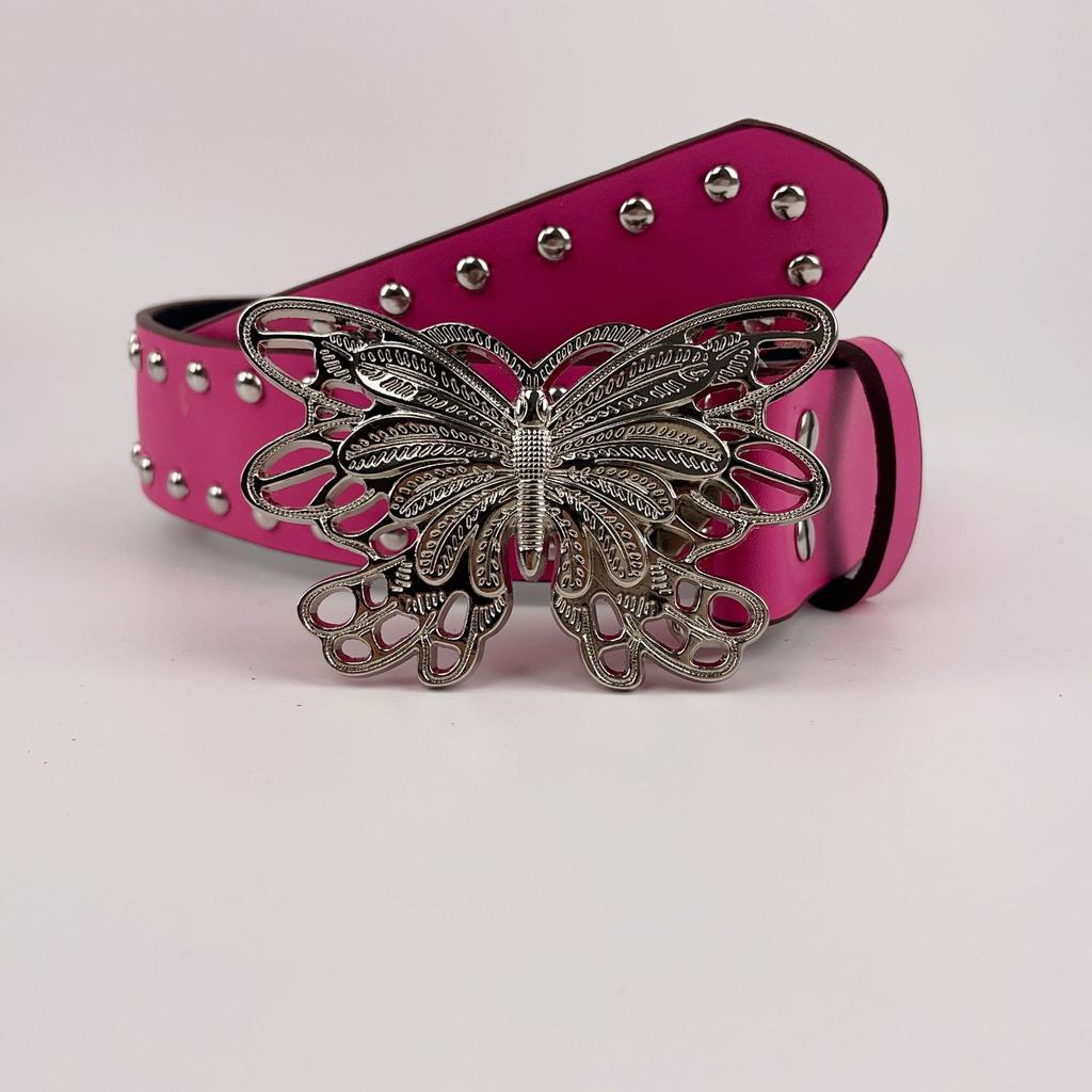 Studded Butterfly-Shaped Statement Belt Punk Goth Rock With Pin Buckle PU Leather Waistband Jeans Y2K Accessories