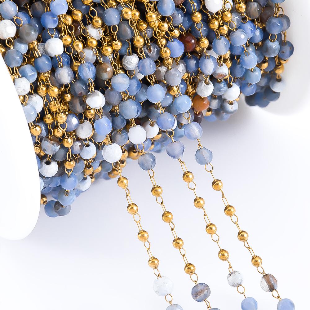 0.5Meter 1Meter Stainless Steel Chain Color Crystal Ball Stone Beads Necklace Chain for Body Jewelry Making DIY Bracelet Supply