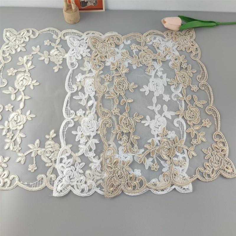 European Vintage Embroidered Rectangular Table Pad Wall Cabinet Wine Ware Antique Good Vase Cover Mat Tea Party Living Room Decoration