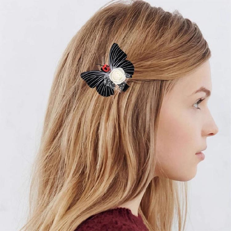 10Pcs Spooky Butterfly Skull Hair Clip Halloween Themed Skeleton Butterfly Hair Clasps Accessory for Costume Fun