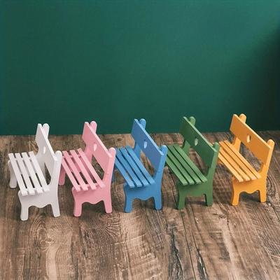 2PCS Dollhouse Miniature Furniture Wooden Garden Beach Chair Model for Dolls House Accessories Decor Toy Fairy Garden Home Decor
