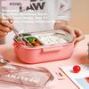 Edelstahl-Lunchbox, 2-Fächer-Bento-Box für Erwachsene, Leicht zu reinigen, Auslaufsicheres Design, Lebensmittelaufbewahrungsbehälter mit Geschirr für die Familie,