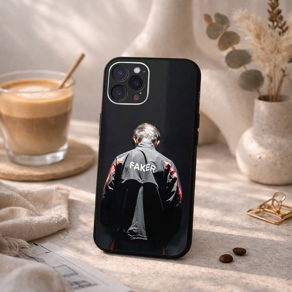 Team T1 F-Faker 2025 LCK Six Star Phone Case For iPhone17 16 15 14 13 12 11 Pro Max Plus,5G Soft Black Case