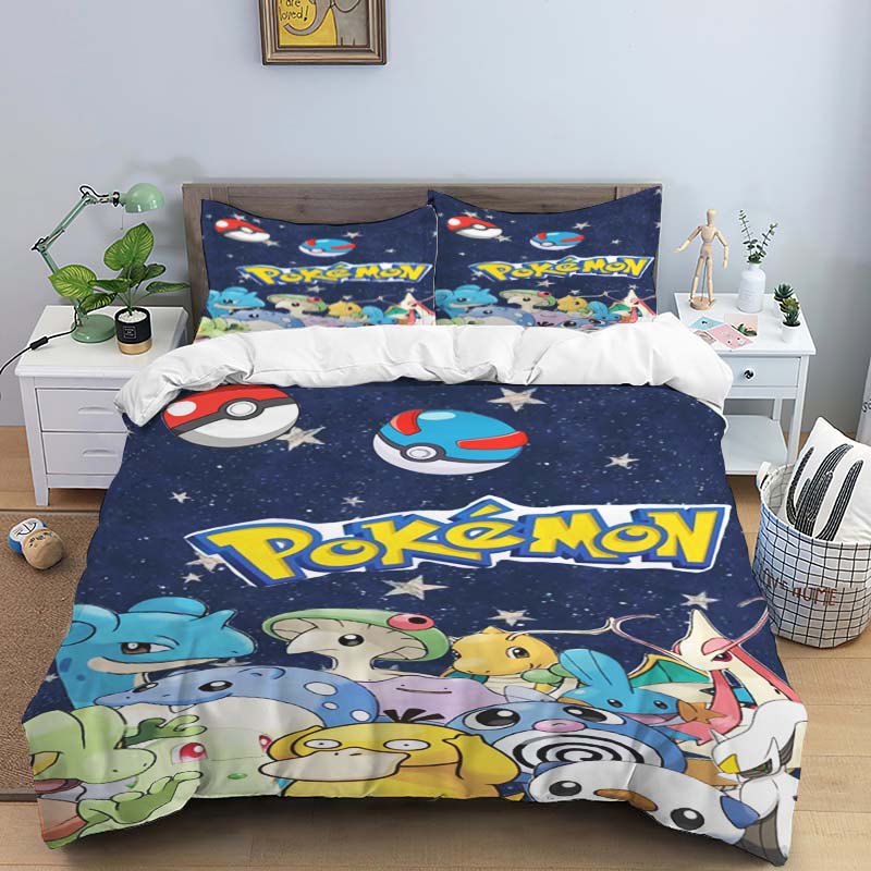 Pokémon Three-piece Bedding Set – Includes A Printed Duvet Cover and Pillowcases