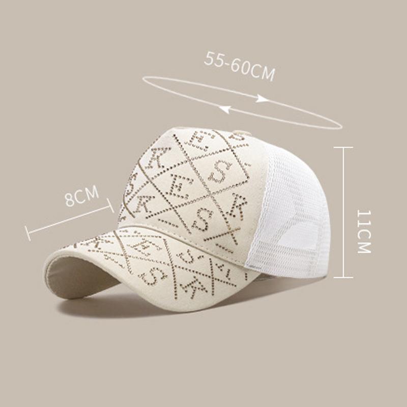 Dámská štrasová kšiltovka Opalovací krém Jaro Léto Síťovaná čepice Klobouky kšiltovky Rybářská čepice Peak Cap