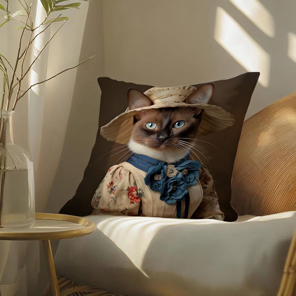 Quirky Elegant And Luxurious Crown Cat Pillow Case Pattern Printed Pillowcase For Living Room Sofa Cushion Cover & Bedroom Decor