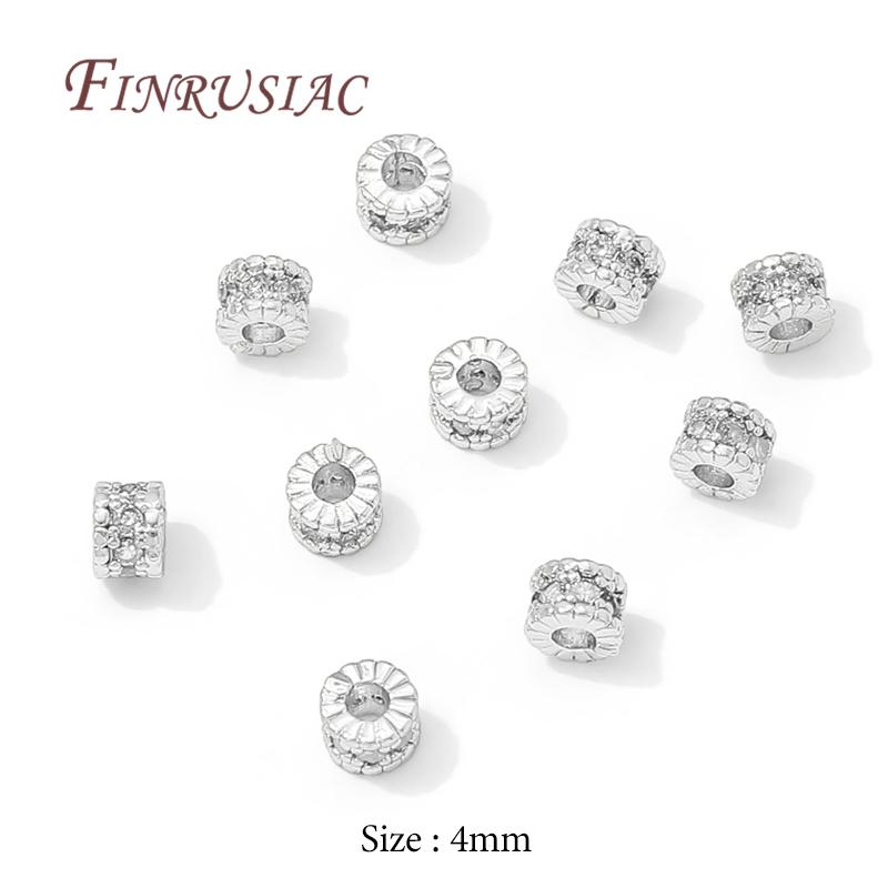 4mm 6mm 8mm 18K Gold Plated Brass with Zircon Round Spacer Beads For Beading,Metal Separator Beads,DIY Jewelry Making Supplies